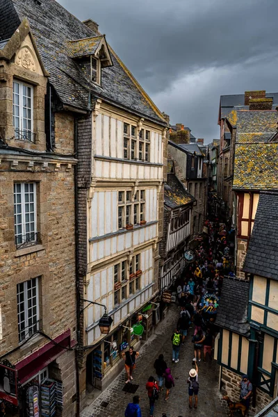 Mont Saint Michel France August 2022 Crowded Street Tourists Mont — 图库照片