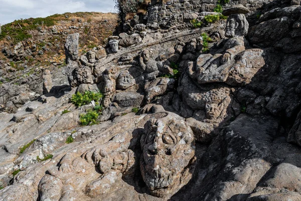 Ancient Stone Sculptures Sculptured Rocks Rotheneuf Atlantic Coast Saint Malo — Stock fotografie