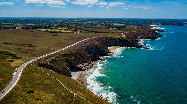 Cliffs Ocean Road Aan Atlantische Kust Van Cap Frehel Bretagne — Stockfoto
