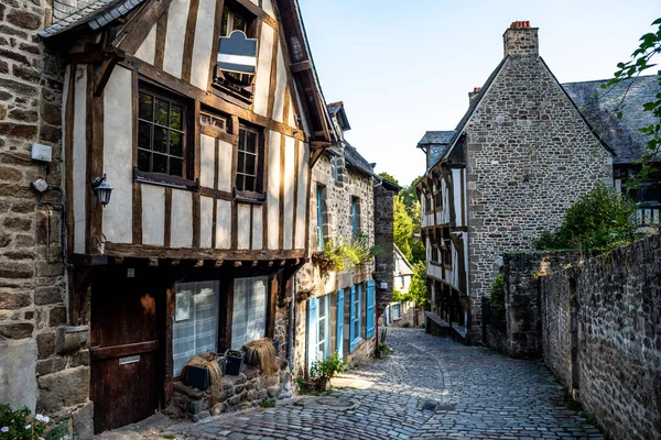 Breton Village Dinan Narrow Alley Half Timbered Houses Department Ille — стокове фото