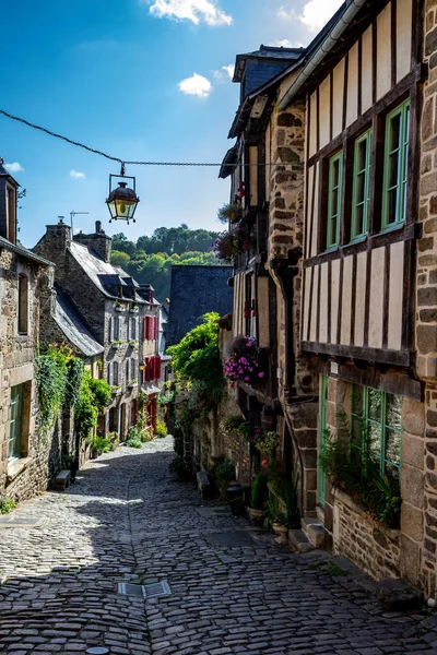 Breton Village Dinan Narrow Alley Half Timbered Houses Department Ille — 스톡 사진