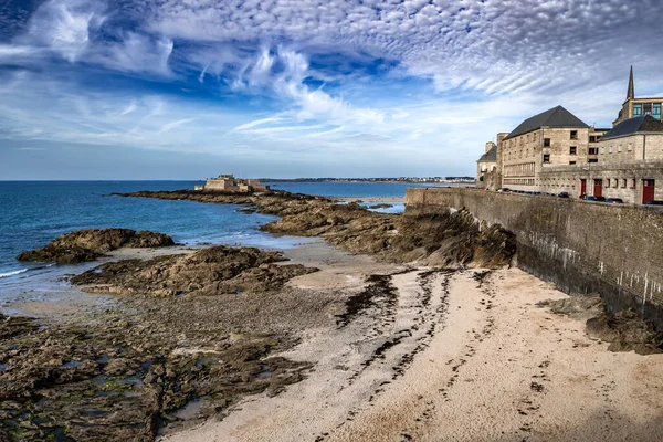 Ancienne Ville Saint Malo Fort Petit Avec Plage Sable Bretagne — Photo