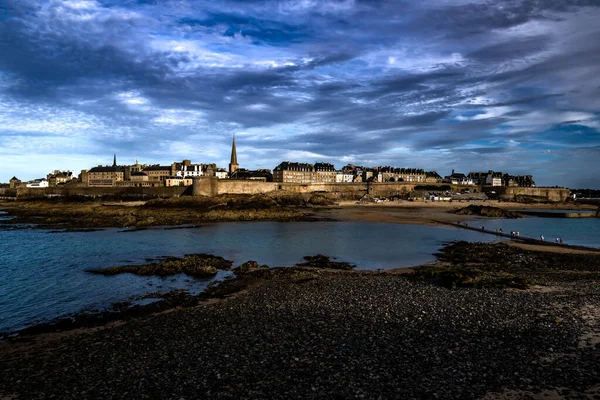 Starověké Město Saint Malo Pobřeží Atlantiku Bretani Francii — Stock fotografie
