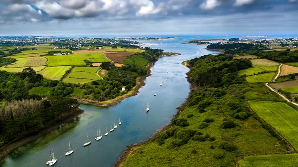 Река Абер Wrac Пейзаж Регионе Landeda Finistere Атлантического Побережья Бретани — стоковое фото