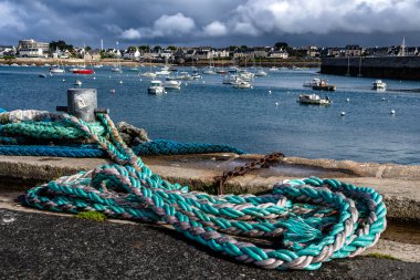 Fransa, Brittany 'deki Finistere Atlantik Kıyısında Roscoff Limanı