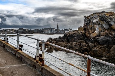 Fransa, Brittany 'deki Finistere Atlantik Kıyısında Roscoff Şehri