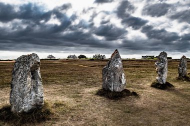 Megalith Taş Çemberi, Müttefikler De Lagatjar Finistere Köyü yakınında Camaret Sur Mer Brittany, Fransa