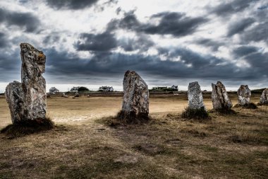Megalith Taş Çemberi, Müttefikler De Lagatjar Finistere Köyü yakınında Camaret Sur Mer Brittany, Fransa