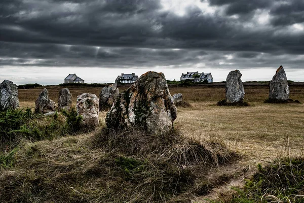 Megalith Stone Circle Alignements Lagatjar Près Finistère Village Camaret Sur — Photo