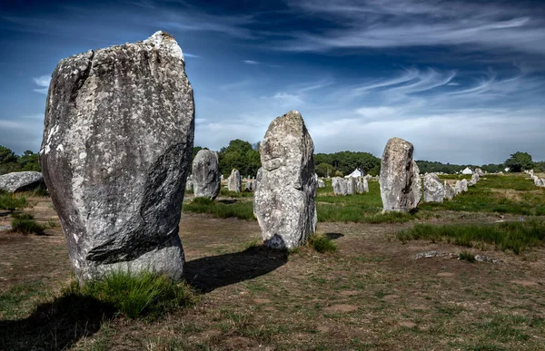 Ancient Stone Field Alignements Menhir Carnac Neolithic Megaliths Brittany France — Stock Photo, Image