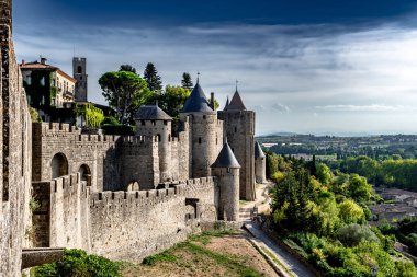 Occitania, Fransa 'da Ortaçağ Şehir Carcassonne Olağanüstü Kalesi