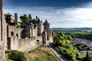 Occitania, Fransa 'da Ortaçağ Şehir Carcassonne Olağanüstü Kalesi