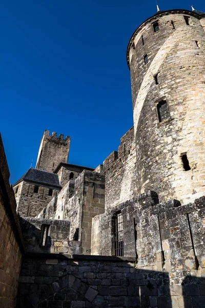 Дивовижна Стародавня Фортеця Середньовічного Міста Каркассон Окситанії Франція — стокове фото
