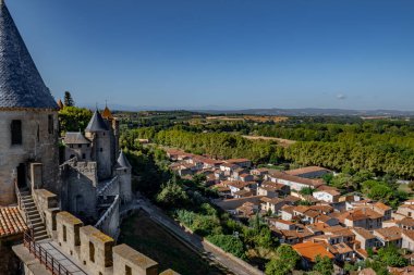 Occitania, Fransa 'da Ortaçağ Şehir Carcassonne Olağanüstü Kalesi
