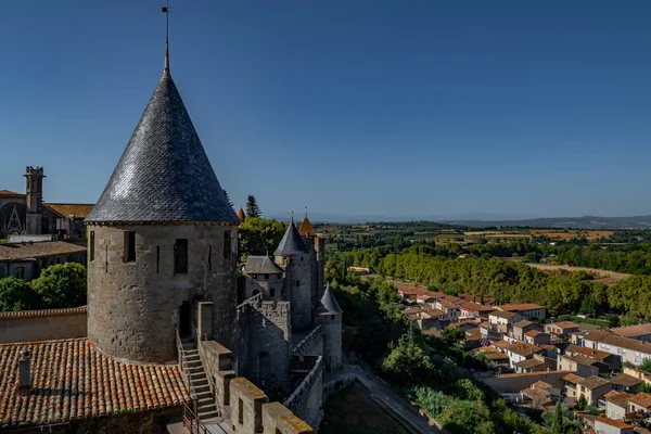 法属波利尼西亚Carcassonne中世纪城市壮观的古堡 — 图库照片
