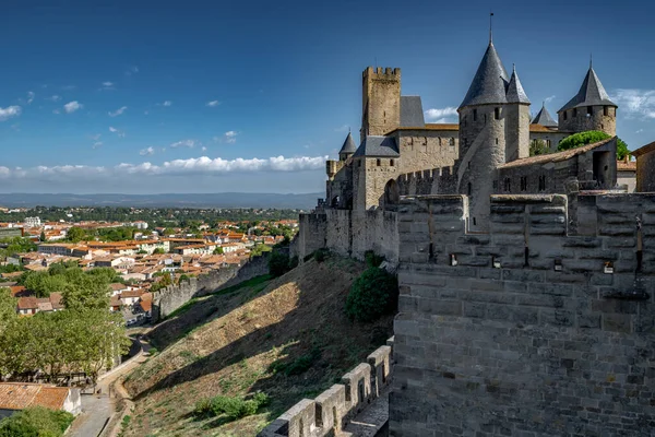 Fortaleza Antiga Espetacular Cidade Medieval Carcassonne Occitania França — Fotografia de Stock