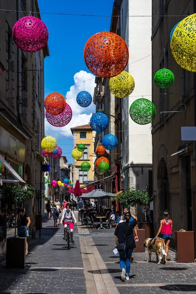 Street Bistro Shops City Carcassonne Occitania France — Stock Photo, Image