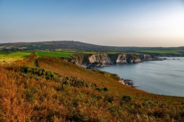 İngiltere, Galler 'deki Pembrokeshire' da Dinas 'ın Vahşi Atlantik kıyısındaki sahil yolu.