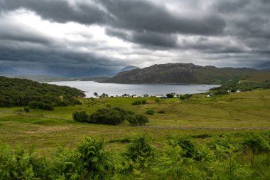 Village Kenmore On The Applecross Peninsula With Atlantic Coast Of Loch Torridon At The Highlands Of Scotland, UK clipart