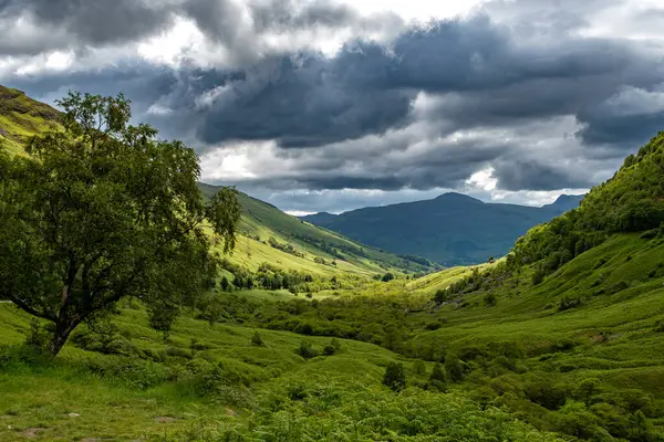 İngiltere, İskoçya 'da Glencoe yakınlarındaki Yeşil Vadili Kırsal Arazi