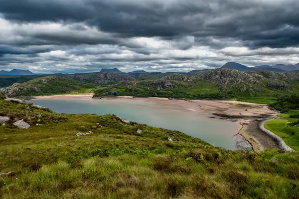 stock image Rural Landscape With View Over Gruinard Bay And Beach At The Coast Of The Highlands In Scotland, UK