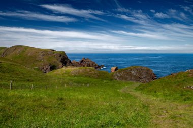 Saint Abbs 'ın Atlantik kıyısındaki kırsal tarım manzarası Berwickshire, İskoçya, İngiltere