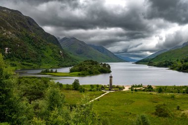 Glenfinnan Monument On The Road To The Isles At Lake Loch Shiel In Lochaber In Scotland, UK clipart