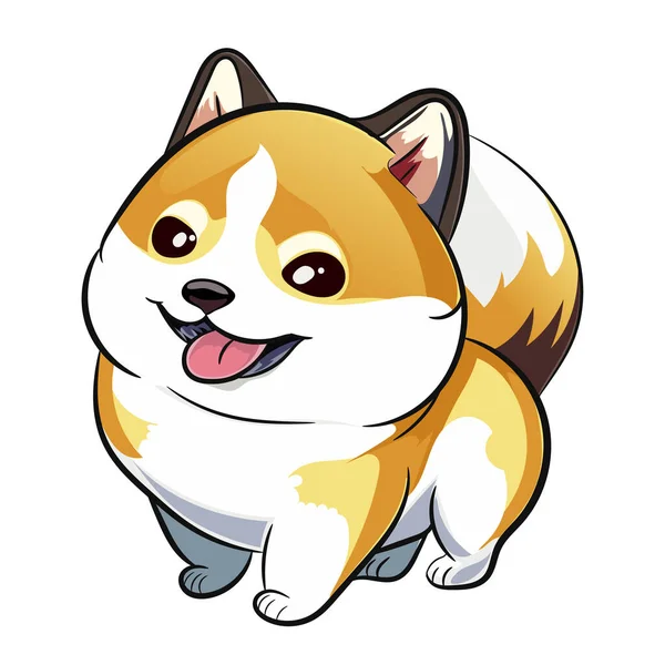 Adorable Vector Illustration Features Cute Shiba Inu Dog Friendly Expression — Stock Vector