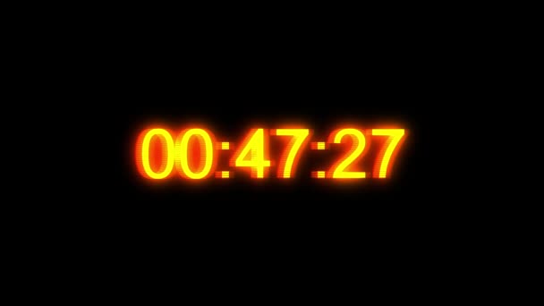 Glitch Timecode Dígitos Holograma Fundo Preto Código Hora Laranja Contagem — Vídeo de Stock