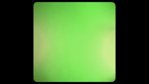 Zielony Ekran Zaokrąglonymi Krawędziami Uszkodzoną Taśmą Światło Przecieka Zielony Ekran — Wideo stockowe