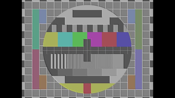 Test Pattern Transmission Colorful Bars Screen Old Illuminated Picture Tube — 图库视频影像