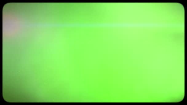 古い緑のテレビ画面 80年代 90年代 緑の画面にキンスコープ付きの古いテレビの効果 テレビ画面の丸みを帯びたエッジ オーバーレイに最適 — ストック動画