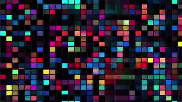 Ефект Глюка Кольорова Піксель Прокручування Різнокольорових Квадратів Піксельне Зерно Анотація — стокове відео