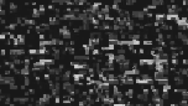 ピクセル グレイン グリッチ効果 カラーピクセルノイズによるビデオ信号の損傷 白黒のピクセル化 — ストック動画