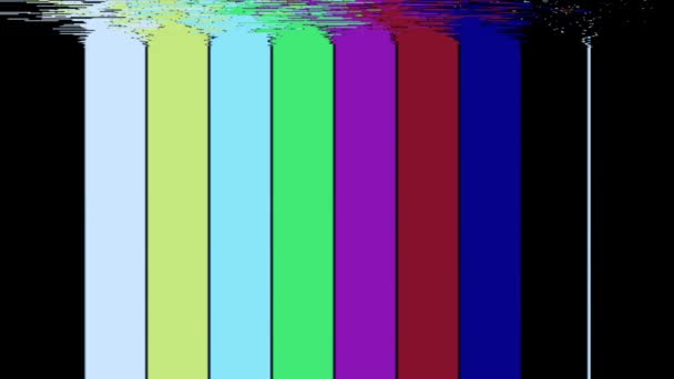 Smpte Kleurenbalken Met Glitch Effect Smpte Kleur Streep Technische Problemen — Stockvideo