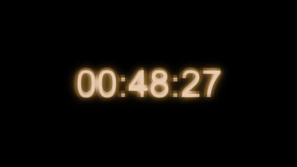 Glitch Timecode Dígitos Holograma Fundo Preto Contagem Regressiva Códigos Temporais — Vídeo de Stock