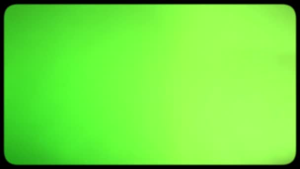 緑の画面に光漏れのある古いキンスコープテレビの影響 ちらつきとレトロな効果を持つChromakeyヴィンテージテレビ オーバーレイに最適 古い緑のテレビ画面 — ストック動画