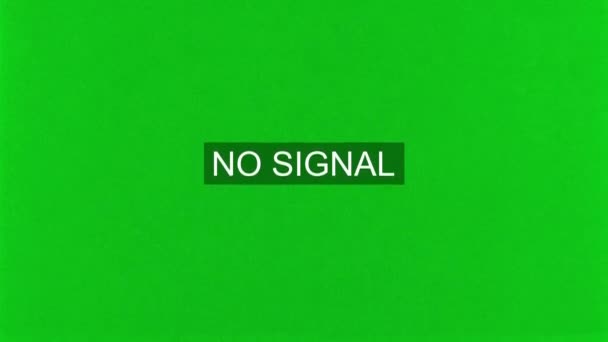 ジャンプテキスト付きテレビの緑の画面Vhsスタイルでは信号なし 80年代 90年代 古いテレビのクロマキー オーバーレイに最適です Vhs — ストック動画