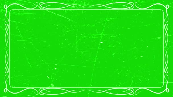緑の画面にレトロな効果 サイレント映画時代のヴィンテージ再現フレーム クロマキー フリッカーフィルムプロジェクターの背景 レトロ — ストック動画