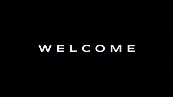 Відкриття Вітання Ласкаво Просимо Глюк Інтро Спливаюча Текстова Панель Зберігача — стокове відео