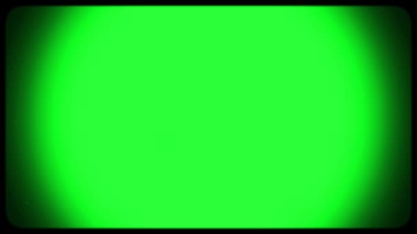 Винтажный Телевизор Хромакей Вмешательство Мерцание Ретро Телевидения Зеленый Экран Поврежденной — стоковое видео