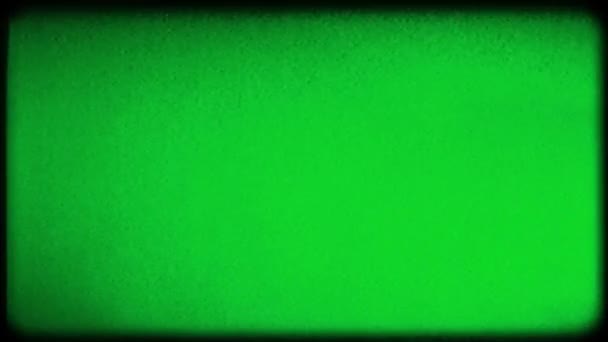Επίδραση Της Παλιάς Τηλεόρασης Κινεσκόπιο Πράσινη Οθόνη Vhs Παρεμβολές Και — Αρχείο Βίντεο