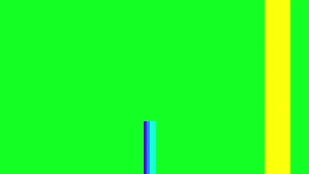 グリッチ 緑色のスクリーンにビデオダメージを与える ビジュアルビデオエフェクト 垂直ストライプ テレビ画面ノイズグリッチ効果 レトロ未来主義 80年代 90年代のダイナミックウェーブスタイル — ストック動画