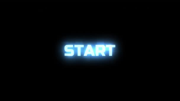 Neon Glitch Animation Med Text Start Nivå Upp Vinner Spelet — Stockvideo
