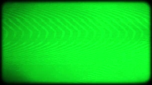 キネスコによる古いテレビの効果 緑のスクリーン Vhsおよびキネスコープ スクリーンの損傷テレビの効果および芸術品 クロマケイ レトロ レトロ — ストック動画