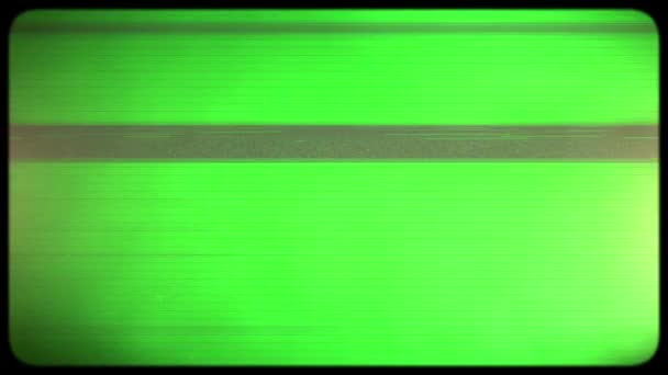 グリーンスクリーン Vhsストライプ キネスコープ クロマケイ スクリーン上のキネスコープテレビと干渉のビデオ信号の問題 キネスコによる古いテレビの効果 レトロ レトロ — ストック動画