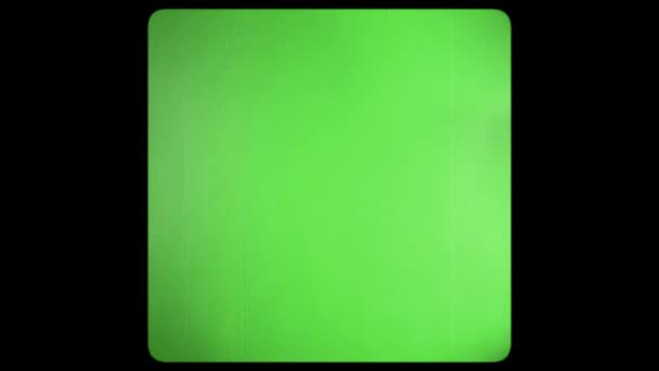 Вінтажна Телевізійна Хромосома Інтерференція Мерехтіння Ретро Телевізора Зелений Екран Закругленими — стокове відео