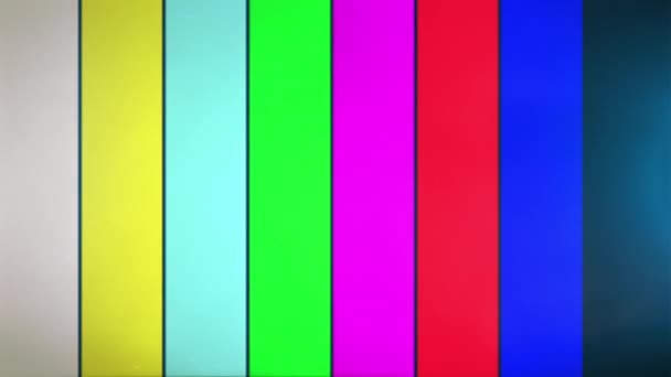 エフェクトキネスコレトロテレビ付きSmpteカラーバー 古いテレビ画面のフラッシュ画像 古いCrtテレビのレンダリングテスト Smpte色ストライプ技術的な問題 — ストック動画