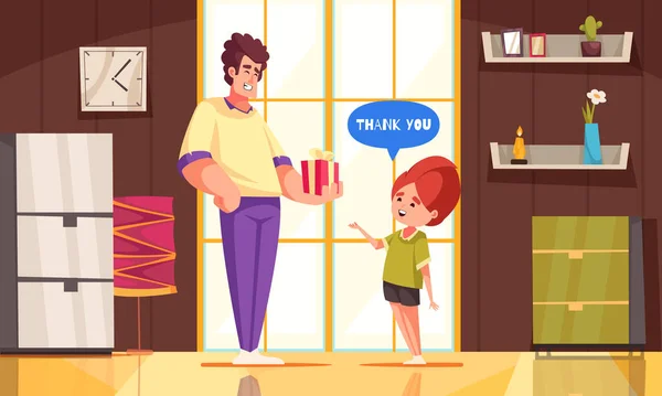 Affiche Dessin Animé Pour Enfants Bien Conduite Avec Enfant Poli — Image vectorielle