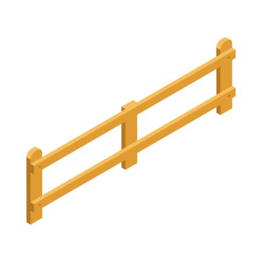 Beyaz arkaplan 3d vektör resimleme üzerinde Isometric ahşap çit simgesi